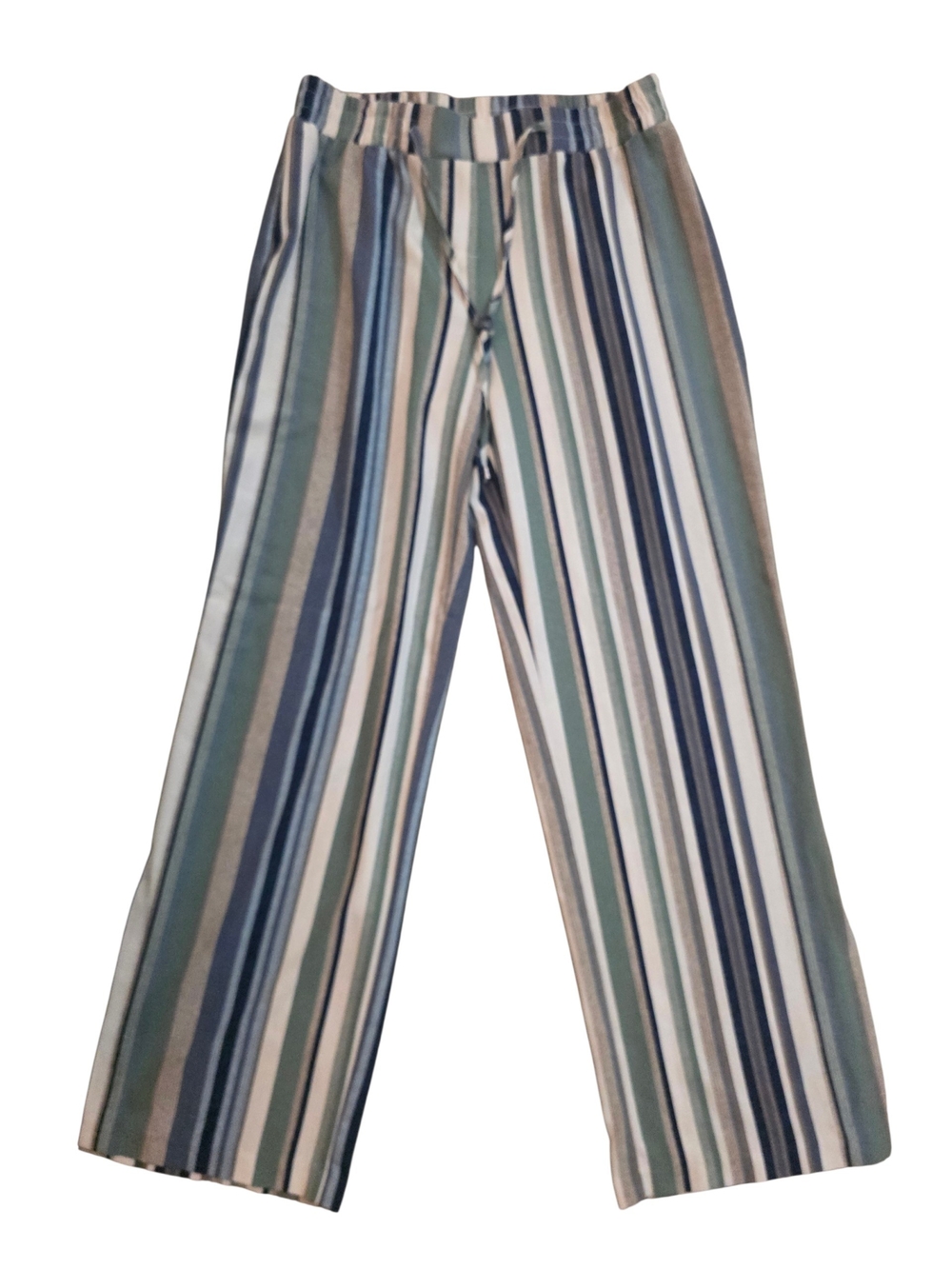 Cato Wide-Leg Striped Pants in Blue, Green, White